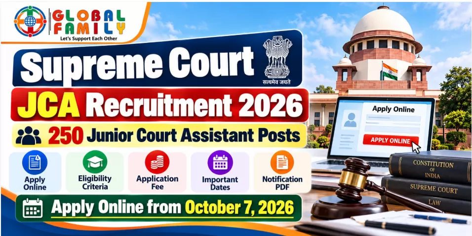Supreme Court JCA Recruitment 2026: 250 Junior Court Assistant Posts, Apply Online from October 7