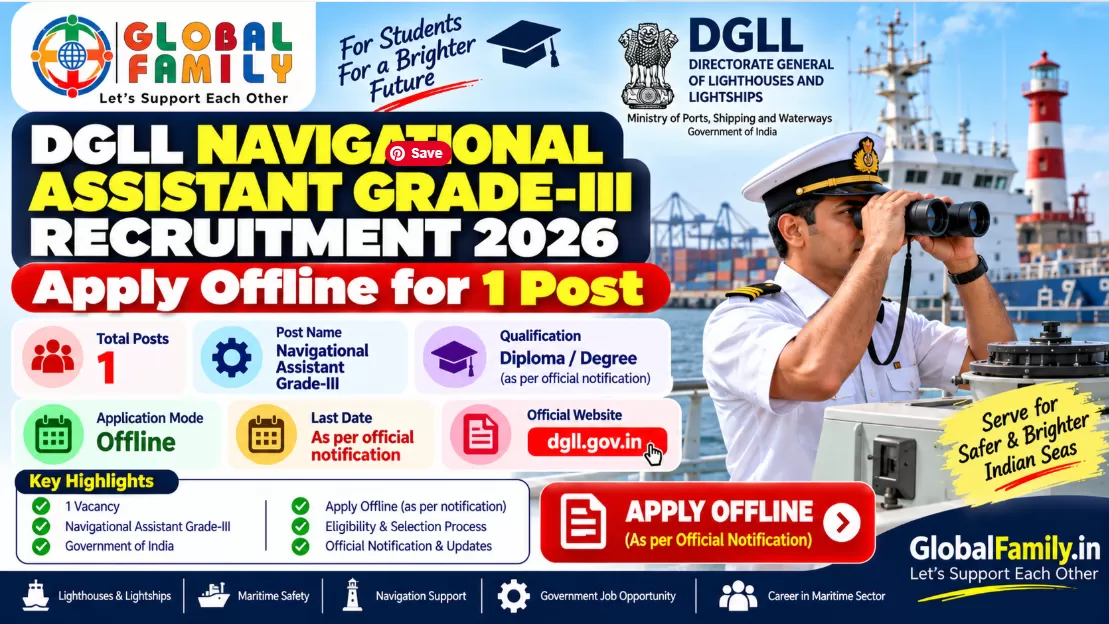 DGLL Navigational Assistant Grade-III Recruitment 2026: Apply Offline for 1 Post
