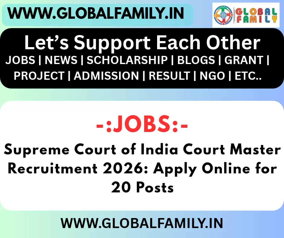 Supreme Court of India Court Master Recruitment 2026: Apply Online for 20 Posts